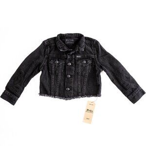 NEW $115 Polo Ralph Lauren Girls Denim Jean Jacket Black Long Sleeve - Size 3Y
